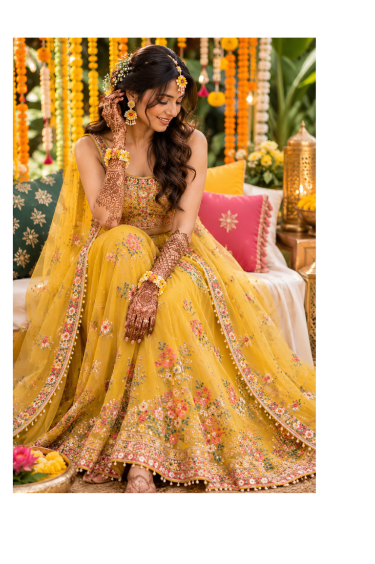 Mehndi Dresses for Brides: Trending Outfit Ideas, Colors & Styling Guide (2026)